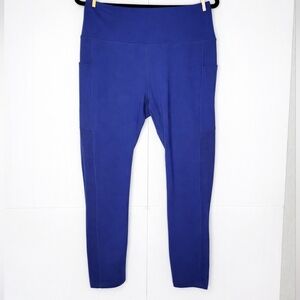 Ray Pose High Waist Blue Leggings XL Side Pockets Mesh Panels Athletic
